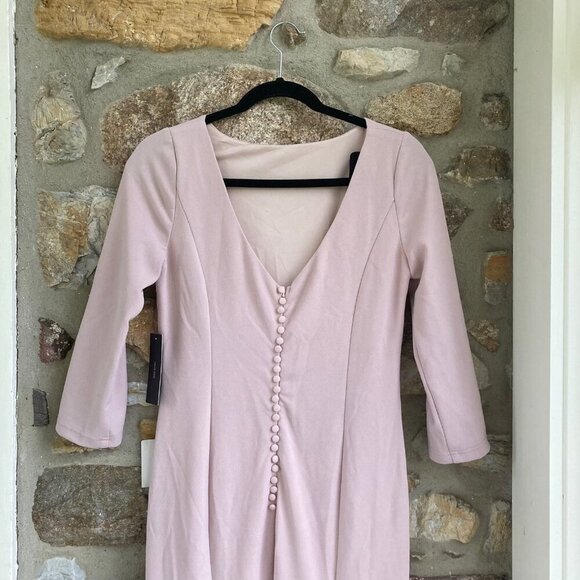 NWT Glamour Galore Blush Pink Button Back Maxi Dress Womens Large - Picture 11 of 12